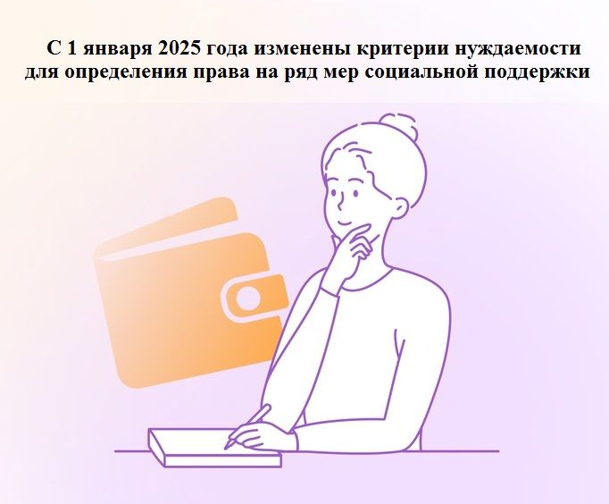 С 1 января 2025 года изменены критерии нуждаемости для опре-деления права на ряд мер социальной поддержки